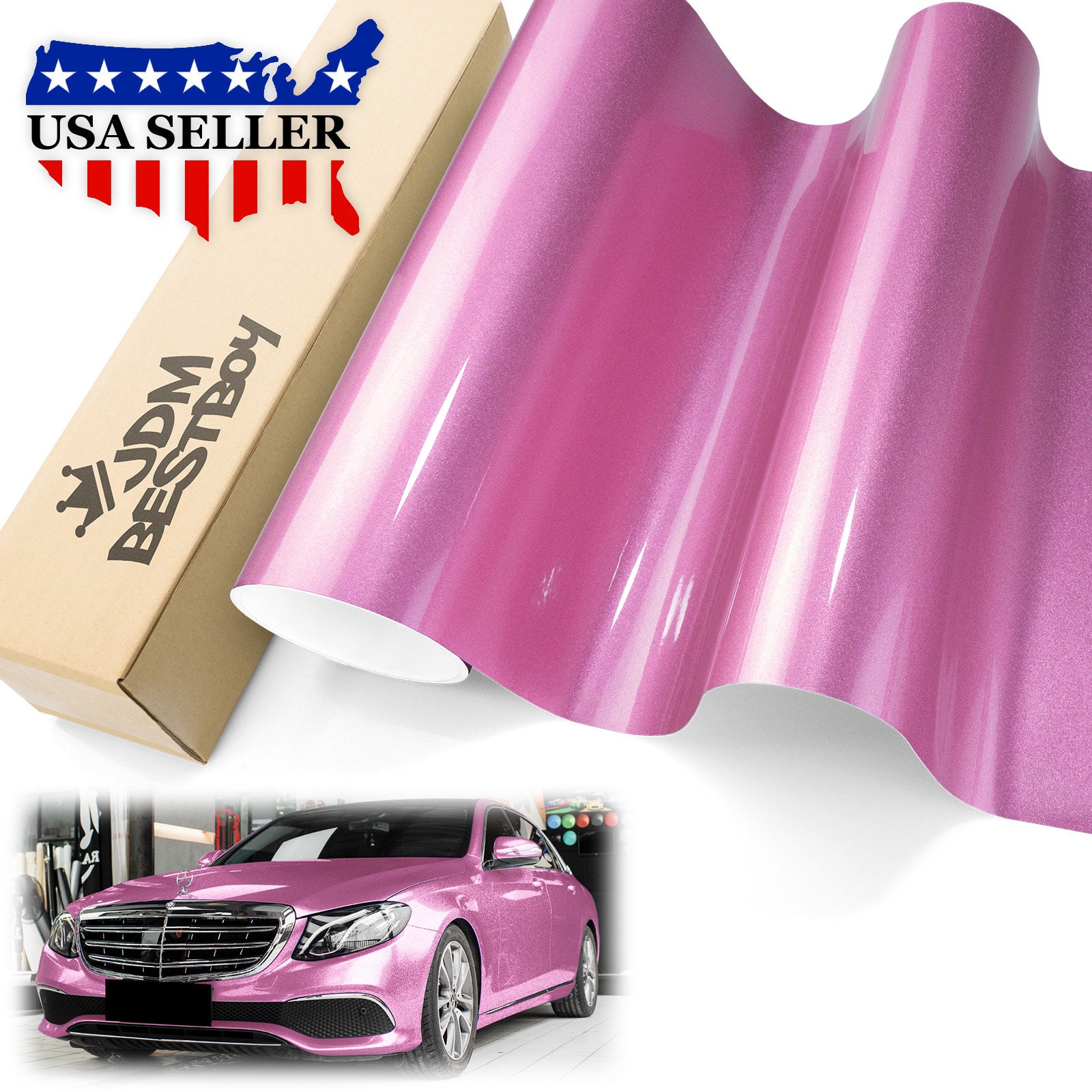 Voiture auto corps surface vitrage noir et rose film