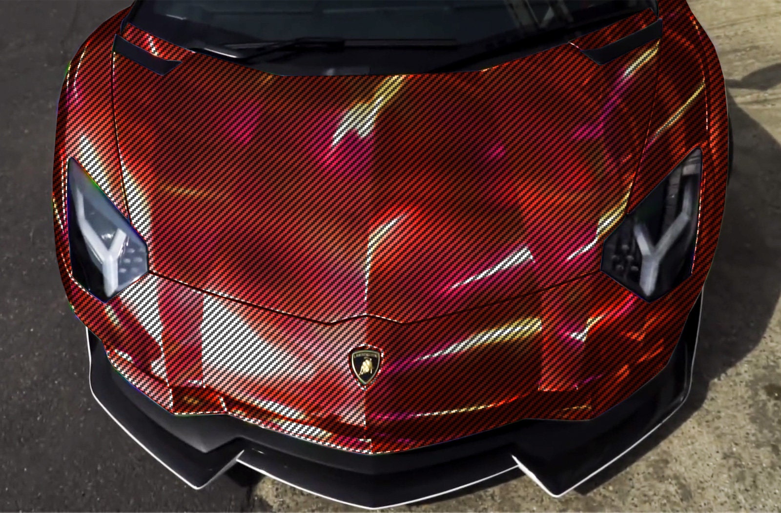 Car Motorcycle Wrap Holographic 2D Carbon Fiber Red Rainbow Chrome ...