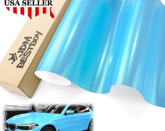 Ice Blue Coral Gloss Color Flip Car Vehicle Vinyl Wrap Sticker Decal Air Release Bubble Free