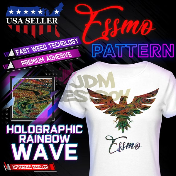 ESSMO™ Holographic Rainbow Wave SP15 Heat Transfer Vinyl HTV T-Shirt 20" Wide Roll Iron Heat Press