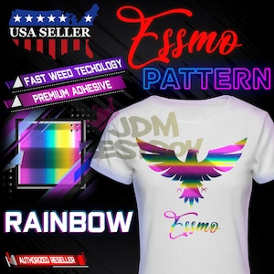 ESSMO™ Rainbow SP21 Heat Transfer Vinyl HTV T-Shirt 20&quot; Wide Roll Iron Heat Press