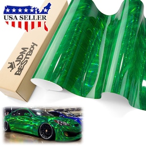 Emerald Green Holographic Glitter Rainbow Laser Chrome Car Vehicle Vinyl Wrap Sticker Decal Air Release Bubble Free