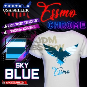 ESSMO™ 10&quot; Sky Blue Chrome Heat Transfer Vinyl HTV T-Shirt Iron On Heat Press DS19