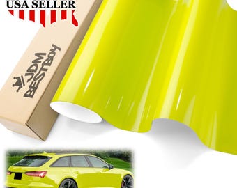 Acid Lime High Gloss Car Vehicle Vinyl Wrap Sticker Decal Air Release Bubble Free DIY Film