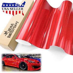 Red Holographic Glitter Rainbow Laser Chrome Car Vehicle Vinyl Wrap Sticker Decal Air Release Bubble Free