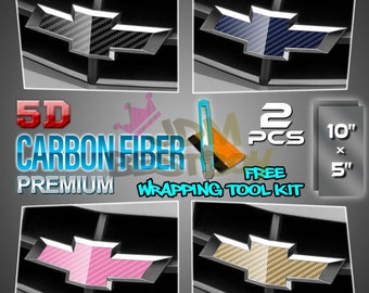 2 Sheets Carbon Fiber Vinyl Wrap - 11x5 Inch Decal Overlay For Bowtie Emblems, Truck, Car Custom