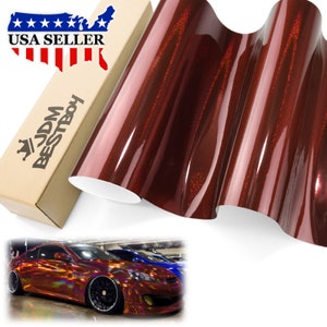 Burgundy Holographic Glitter Rainbow Laser Chrome Car Vehicle Vinyl Wrap Sticker Decal Air Release Bubble Free
