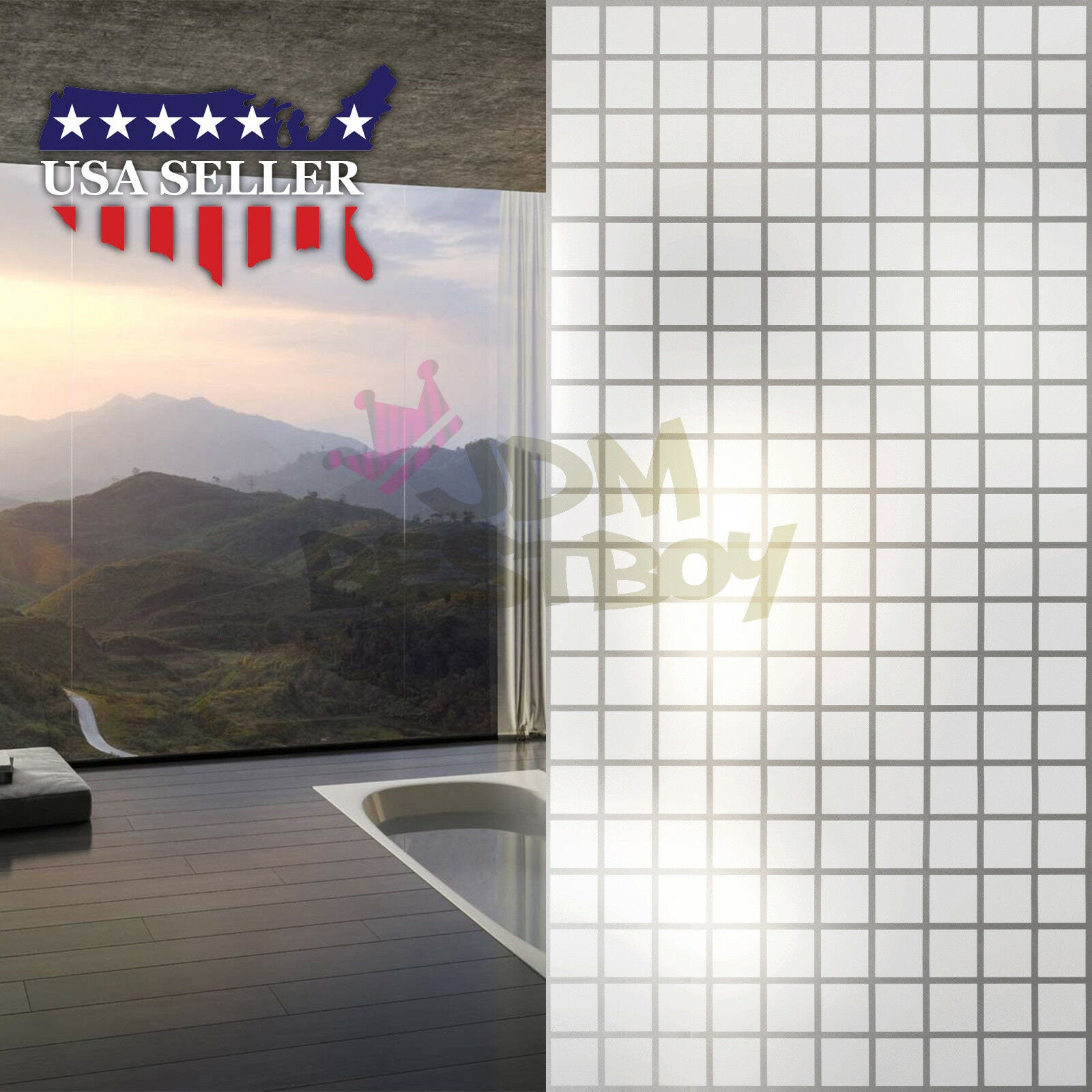 Frosted Checker Film Glass Home Bathroom Window Security Privacy ...