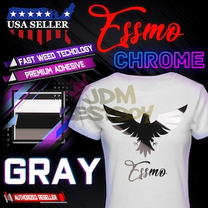 ESSMO™ 10&quot; Gray Chrome Heat Transfer Vinyl HTV T-Shirt Iron On Heat Press DS10