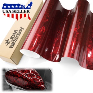 Dark Red Gloss 24K Chopped Forged Carbon Fiber Car Vehicle Vinyl Wrap Sticker Decal Air Release Bubble Free DIY Film