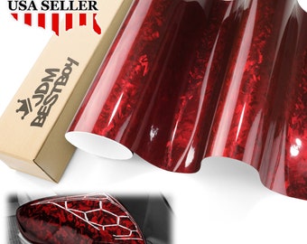 Dark Red Gloss 24K Chopped Forged Carbon Fiber Car Vehicle Vinyl Wrap Sticker Decal Air Release Bubble Free DIY Film
