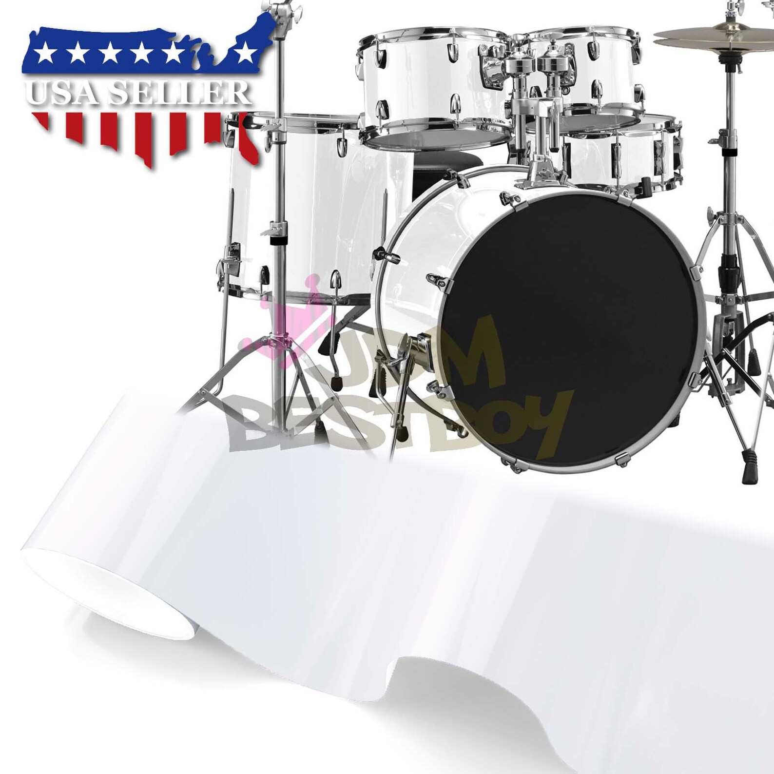 Drum Wrap Vinyl Kit Gloss Glossy White for Snare Kick Bass Tom Etsy