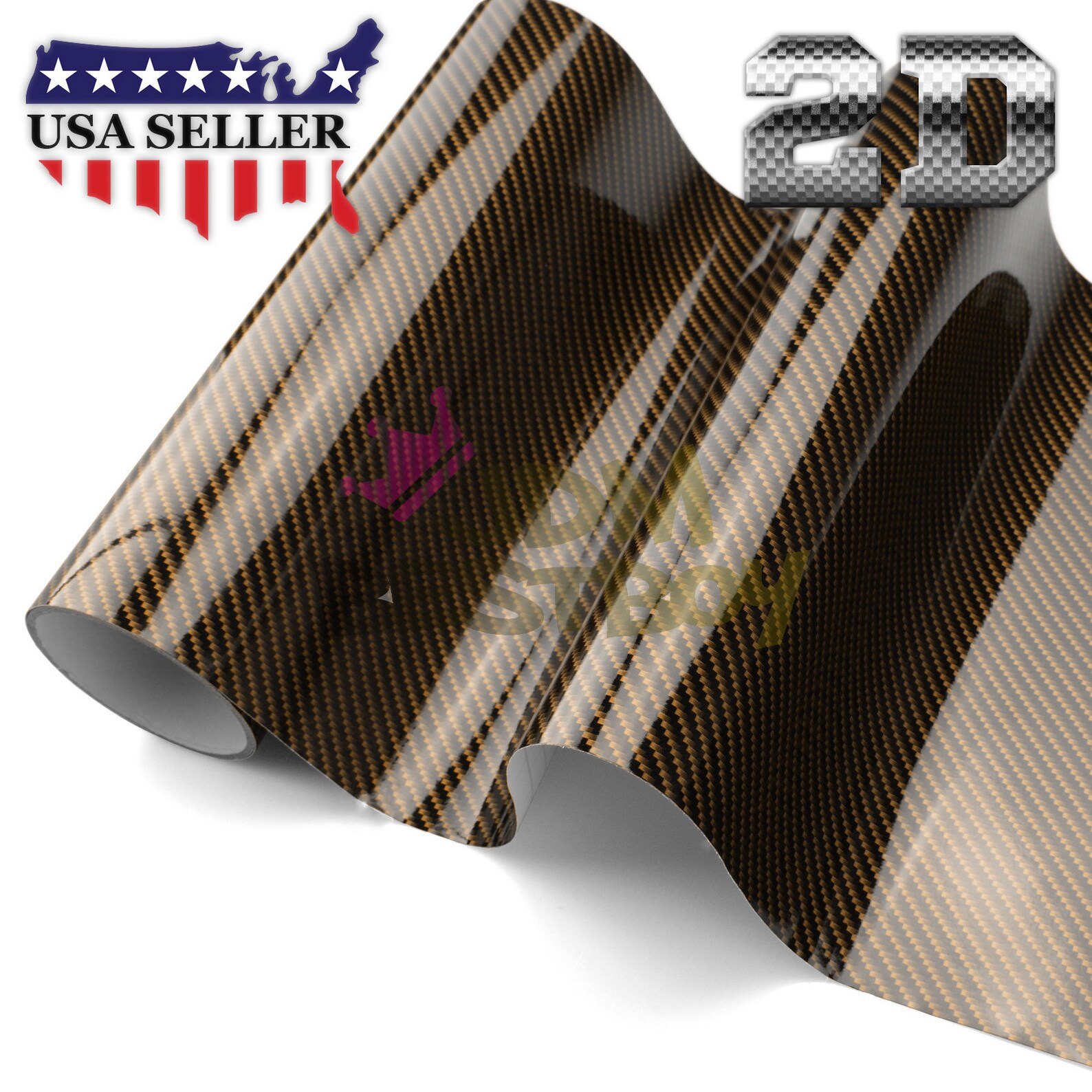 Premium 2D High Gloss Gold Carbon Fiber Vinyl Wrap For Car Etsy