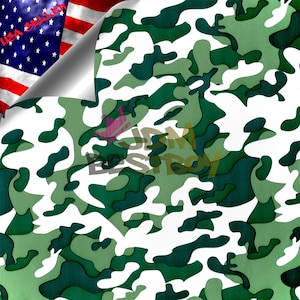 May include: Green and white camouflage pattern with a dark green and light green color scheme. The pattern is repeated throughout the image.