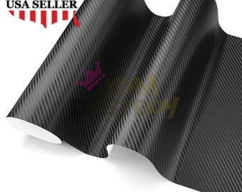 Black 3D Matte Carbon Fiber Texture Car Vehicle Vinyl Wrap Sticker Decal Air Release Bubble Free DIY Film
