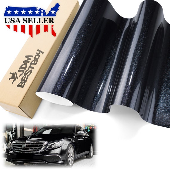 Black Gloss Glitter Diamond Car Vehicle Vinyl Wrap Sticker Decal