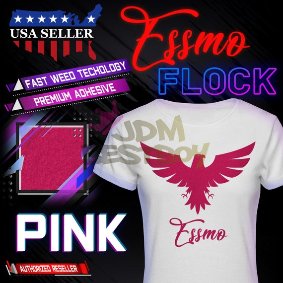 Pink Flock Heat Transfer Vinyl HTV T-Shirt 20 Roll Iron On Heat Press DF03