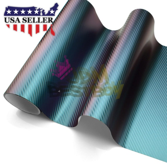 *Premium 3D Matte Carbon Fiber Chameleon Purple Teal Sticker Decal Vinyl Wrap