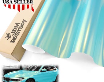 Coral Blue Gold Coral Gloss Color Flip Car Vehicle Vinyl Wrap Sticker Decal Air Release Bubble Free