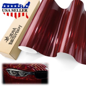 Red Holographic Carbon Fiber Rainbow Laser Chrome Car Vehicle Vinyl Wrap Sticker Decal Air Release Bubble Free