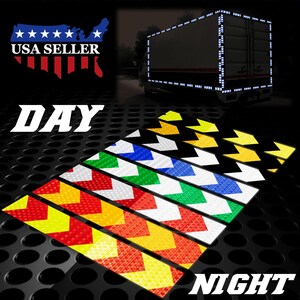 2IN x 1FT Multi-Color DOT-C2 Conspicuity Arrow Reflective Tape Strip Safety Warning Trailer RV