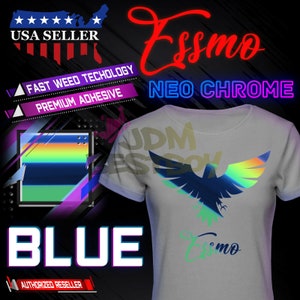ESSMO™ 10&quot; Blue Neo Chrome Heat Transfer Vinyl HTV T-Shirt Iron On Heat Press NC04
