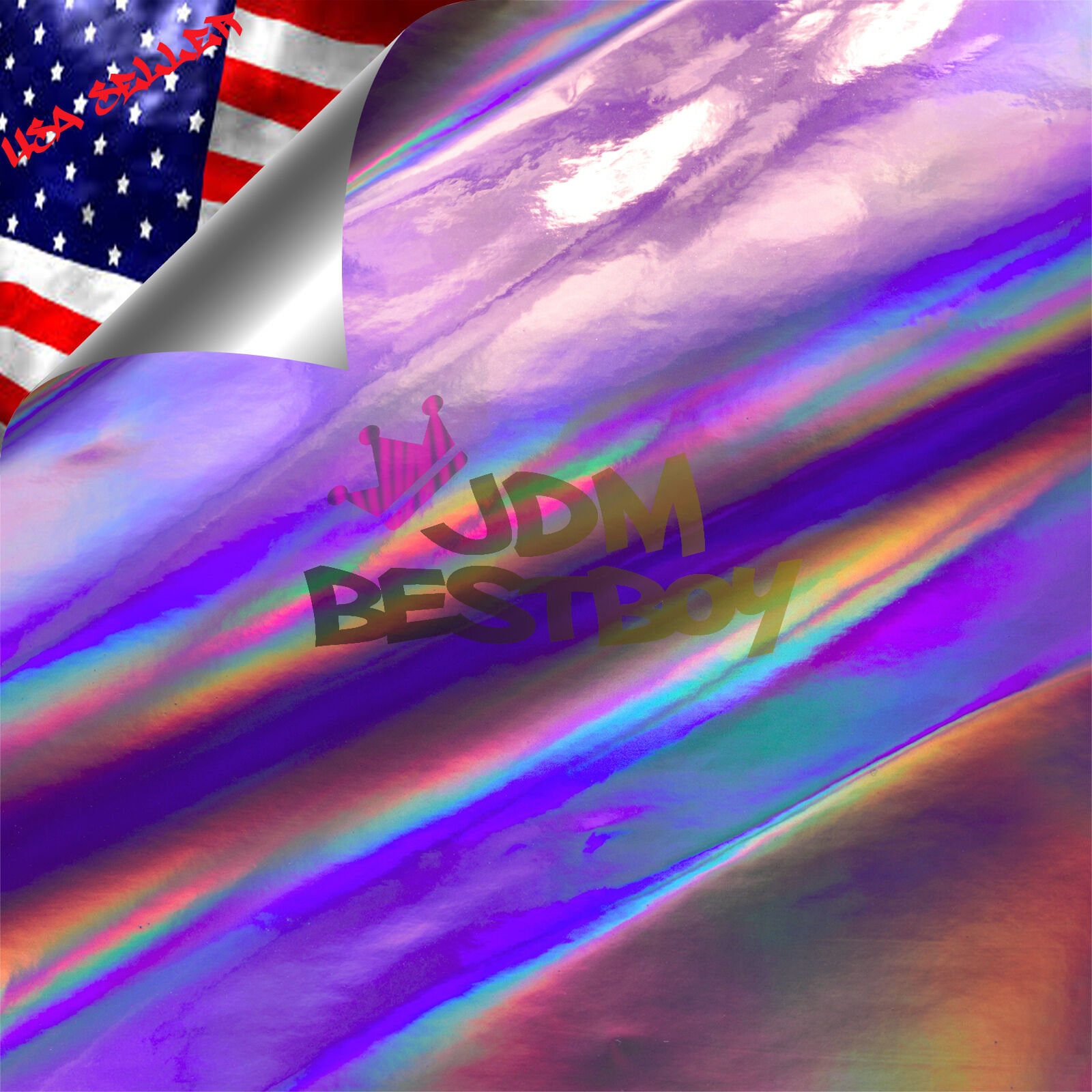 XhuangTech Holographic Rainbow Neo Chrome Car Vinyl Wrap Gloss Air Bubble Free Adhesive Decal Sticker Film Sheet DIY (White, 53 x 29.5 (135cm x 75cm)