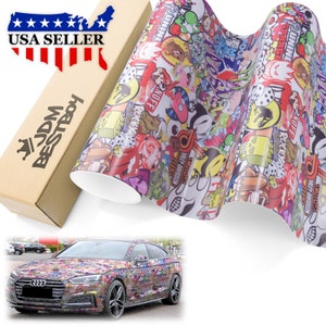 ST Sticker Bomb Graffiti Cartoon Car Vehicle Vinyl Wrap Sticker Decal Air Release Bubble Free