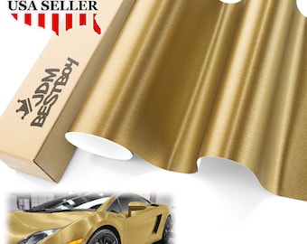 Gold Brushed Aluminum Texture Car Vehicle Vinyl Wrap Sticker Decal Air Release Bubble Free DIY Film