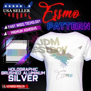 ESSMO™ Holographic Aluminum Silver SP04 Heat Transfer Vinyl HTV T-Shirt 20&quot; Wide Roll Iron Heat Press