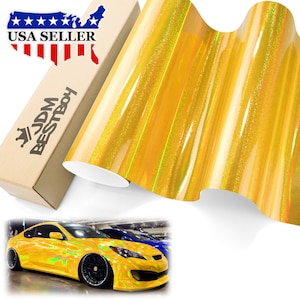 Gold Holographic Glitter Rainbow Laser Chrome Car Vehicle Vinyl Wrap Sticker Decal Air Release Bubble Free
