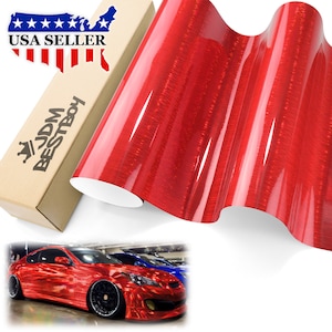 Red Holographic Brushed Aluminum Rainbow Laser Chrome Car Vehicle Vinyl Wrap Sticker Decal Air Release Bubble Free