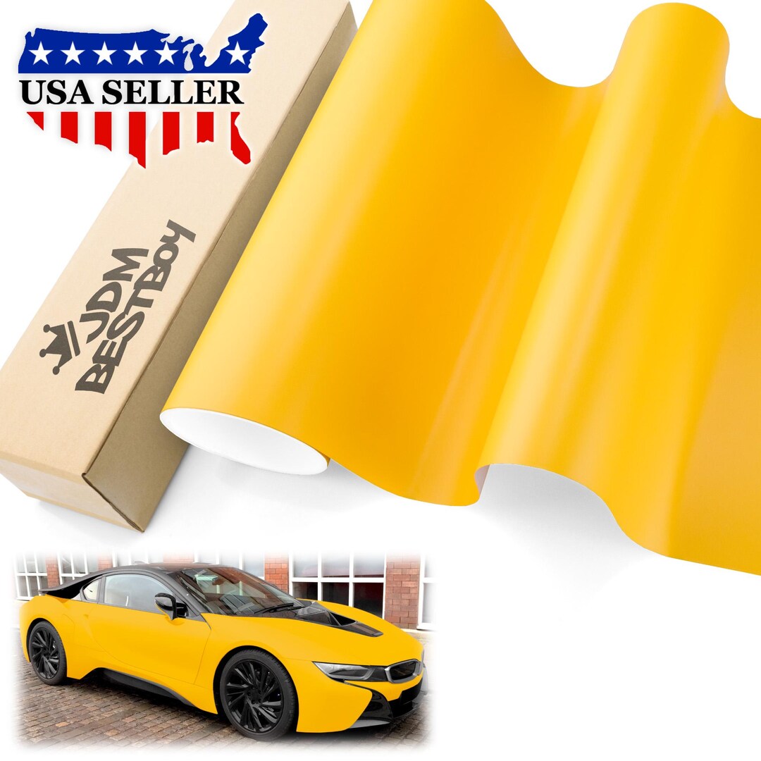 Yellow Matte Flat Car Vinyl Wrap Sticker Decal Air Release Bubble Free ...