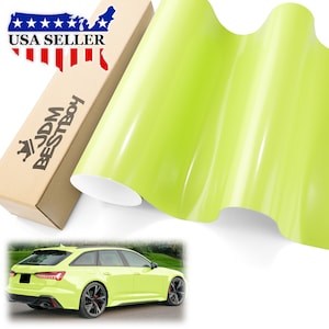 Lime Green Gloss Glossy Car Vehicle Vinyl Wrap Sticker Decal Air Release Bubble Free