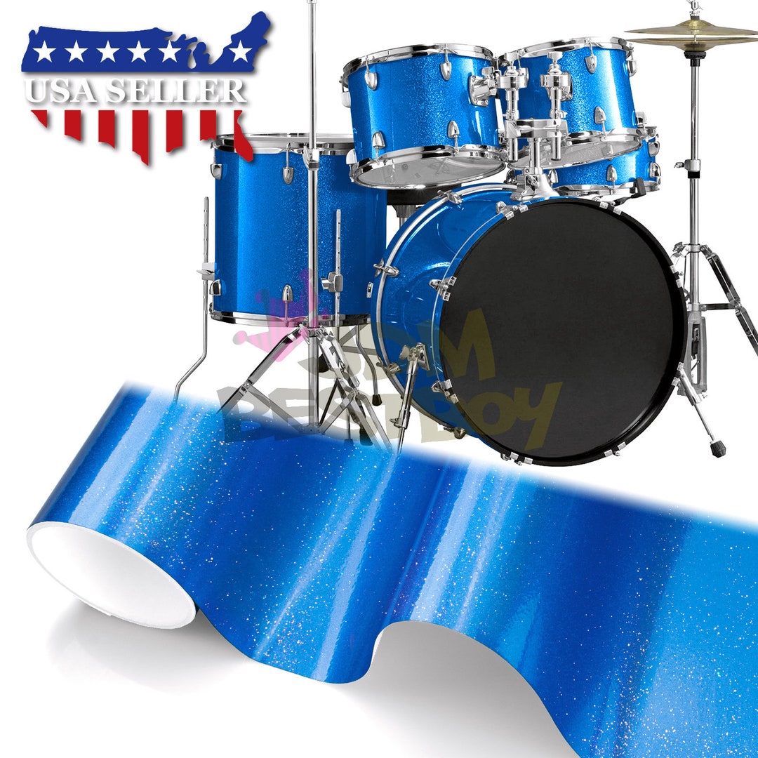 Drum Wrap Vinyl Kit Intense Blue Gloss Glitter Diamond for Snare Kick