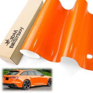 Flame Orange High Gloss Car Vehicle Vinyl Wrap Sticker Decal Air Release Bubble Free DIY Film