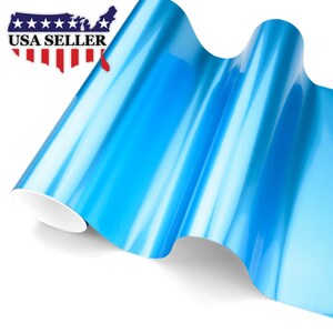 Light Blue Gloss Metallic Car Vehicle Vinyl Wrap Sticker Decal Air Release Bubble Free