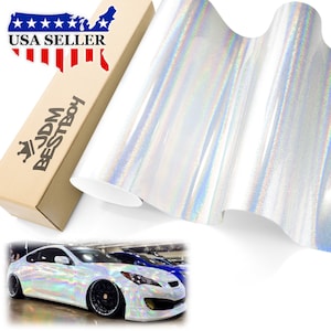 Silver Holographic Glitter Rainbow Laser Chrome Car Vehicle Vinyl Wrap Sticker Decal Air Release Bubble Free