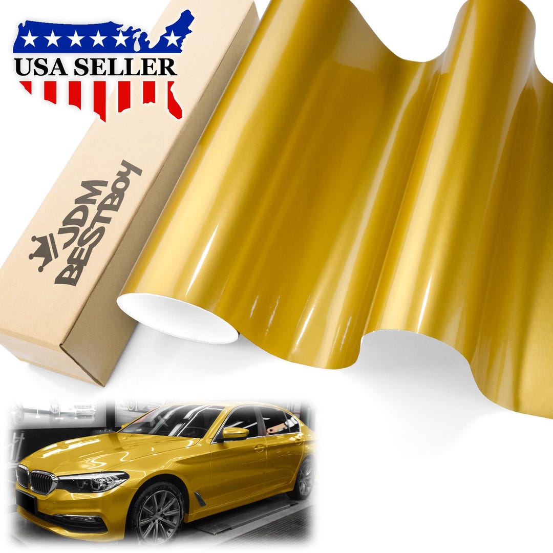Gold High Gloss Car Vehicle Vinyl Wrap Sticker Decal Air Release Bubble ...