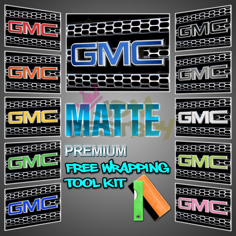 Free Kit Matte Blue GMC Emblem Overlay Vinyl Wrap Kit Sticker Etsy