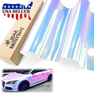 White Neo Chrome Gloss Rainbow Unicorn Holographic Car Vehicle Vinyl Wrap Sticker Decal Air Release Bubble Free