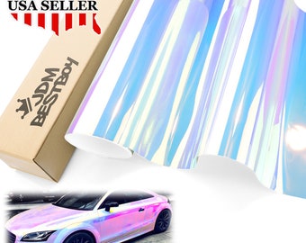 White Neo Chrome Gloss Rainbow Unicorn Holographic Car Vehicle Vinyl Wrap Sticker Decal Air Release Bubble Free