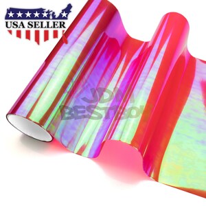 Extra Wide 16'' Chameleon Red Gloss Color Change Headlight Tint Fog Light Tail light Vinyl Film