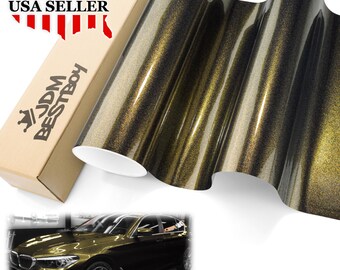 Black Gold Galaxy Dust Gloss Diamond Glitter Metallic Color Flip Car Vehicle Vinyl Wrap Sticker Decal Air Release Bubble Free