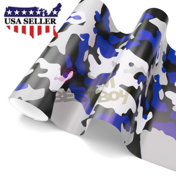 Blue Black White Gray Camouflage CAMO Vinyl Sticker Wrap Decal Film Air Release Channel