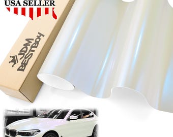 Gloss Pearl Aurora White Purple Blue Color Flip Car Vehicle Vinyl Wrap Sticker Decal Air Release Bubble Free
