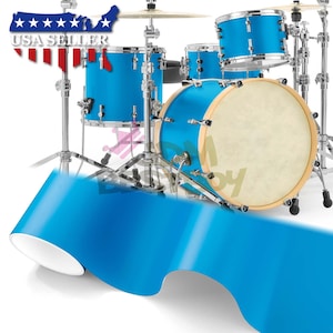 Drum Wrap Vinyl Kit Sky Blue Matte Flat Surface Shell Skin Sticker Decal for Snare Kick Bass Tom WMP Bubble Free