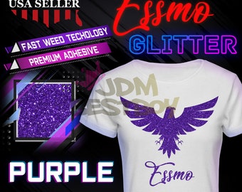 ESSMO™ 10" Púrpura Glitter Sparkle Heat Transfer Vinilo HTV Camiseta Hierro en Prensa Térmica DG12