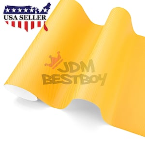 Yellow 3D Matte Carbon Fiber Texture Car Vehicle Vinyl Wrap Sticker Decal Air Release Bubble Free DIY Film