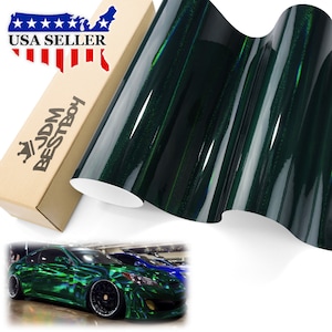 Midnight Green Holographic Glitter Rainbow Laser Chrome Car Vehicle Vinyl Wrap Sticker Decal Air Release Bubble Free
